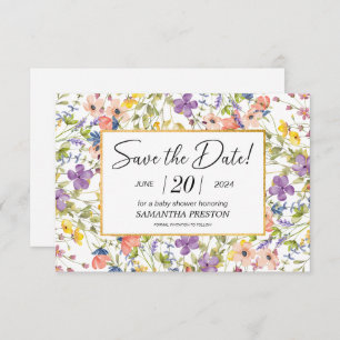 Save The Date Baby shower Meadow Fleur sauvage été