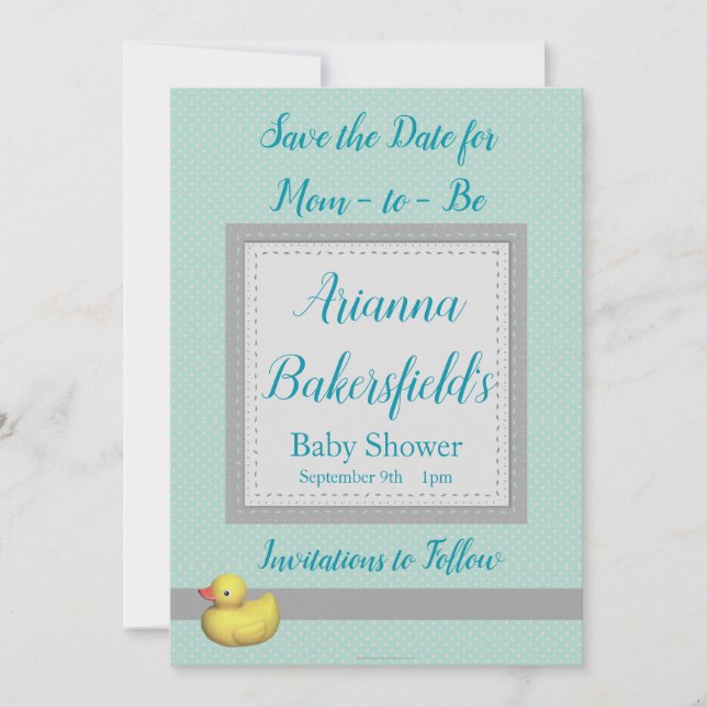 Save The Date Baby shower Pois vert (Devant)