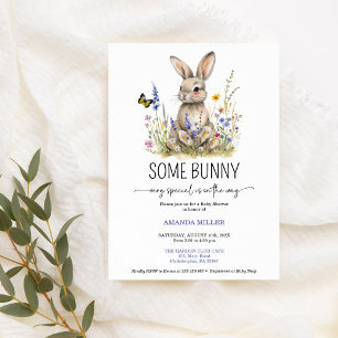Save The Date Baby shower Quelques fleurs sauvages de lapin invi