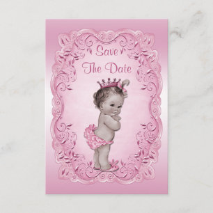 Save The Date Baby shower vintage rose de princesse Save The