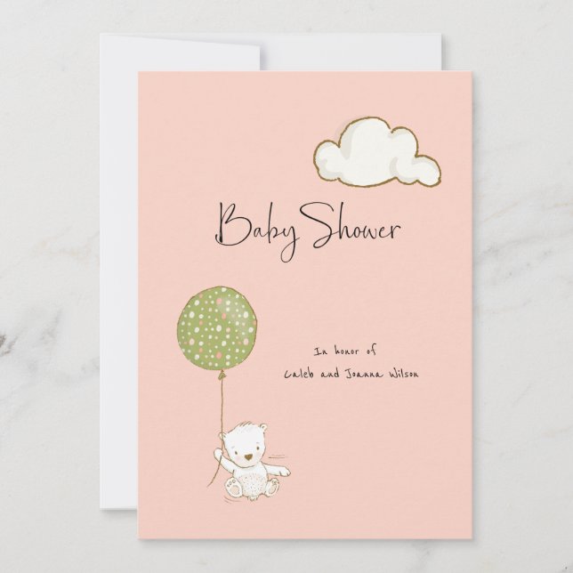 Save The Date Baby shower virtuel Porteur fille Peach rose (Devant)