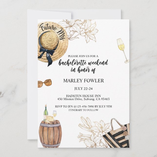 Save The Date Bachelorette, bachelorette, itinéraire week-end (Devant)