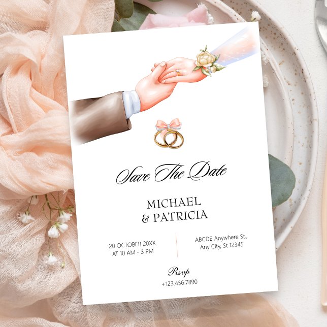 Save The Date Bague à couple souple rose (Créateur téléchargé)