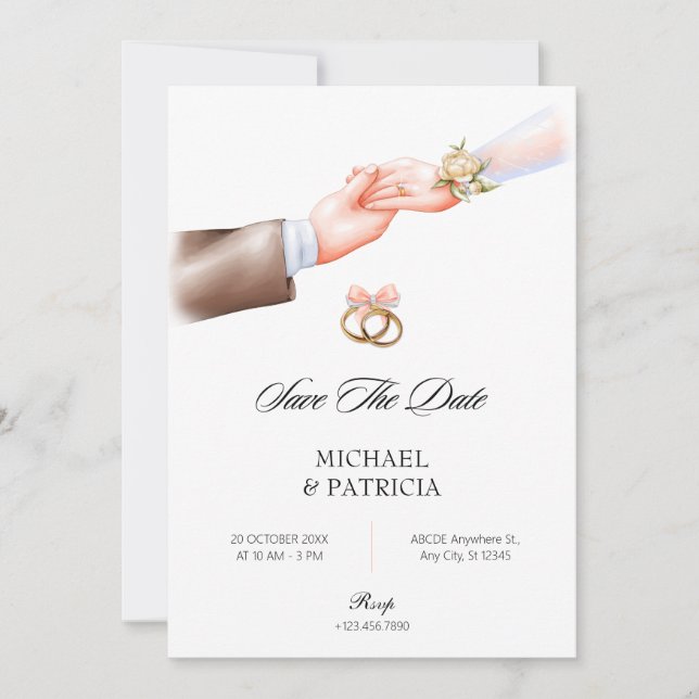 Save The Date Bague à couple souple rose (Devant)