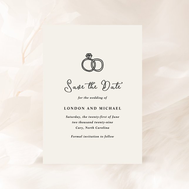 Save The Date Bagues Dessinées à la Main Gribouillage Mariage Mo (Créateur téléchargé)