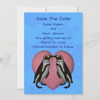 Save The Date Baiser des pingouins Mariage
