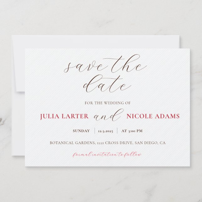 Save The Date Baiser Français Raisin Fleur Mariage Doux Baies (Devant)