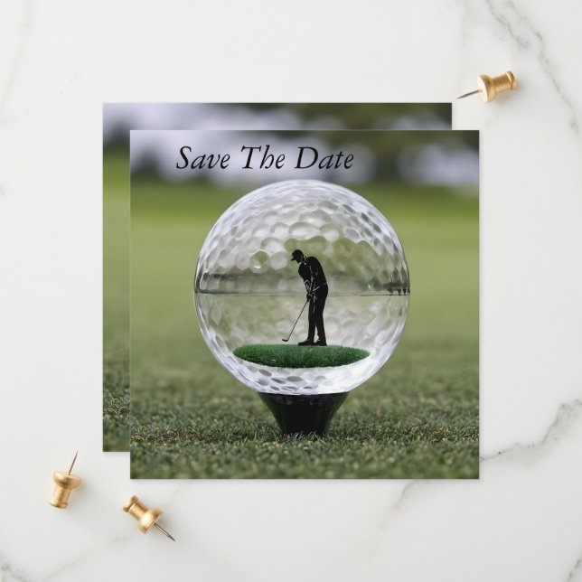 Save The Date Bal De Golf En Verre Avec Lecteur De Golf À L'Inté (Devant/Arrière en situation)