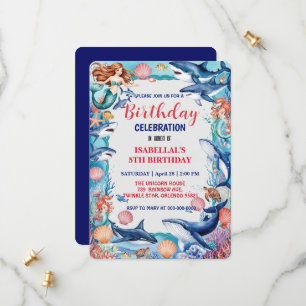 Save The Date Baleine blanche bleu mermaid baleine requin annive