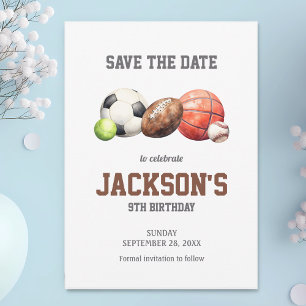 Save The Date Balles de sport Faisons un bal Tous les sports