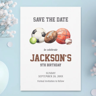 Save The Date Balles de sport Faisons un bal Tous les sports