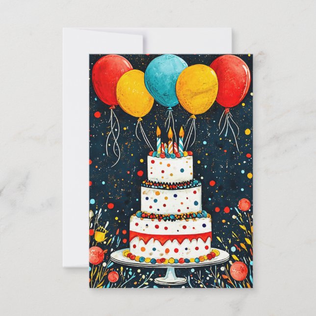 Save The Date Ballons d'anniversaire colorés (Devant)