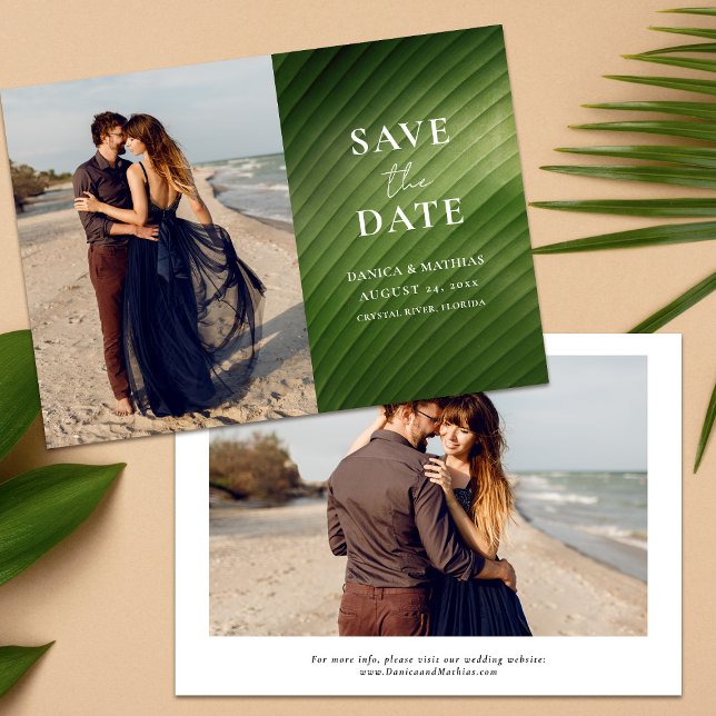 Save The Date Banane tropicale moderne feuille 2 Mariage photo (Créateur téléchargé)