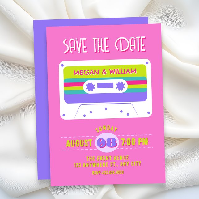 Save The Date Bande cassette rétro colorée (Créateur téléchargé)