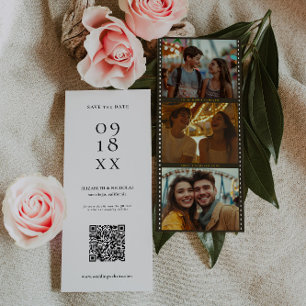 Save The Date Bande de film élégante Photobooth   Code QR 