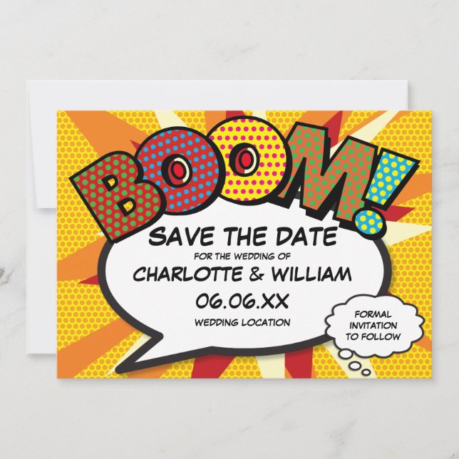 Save The Date Bande dessinée de plaisir moderne BOOM (Devant)
