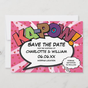 Save The Date Bande dessinée humoristique moderne KAPOW cœurs ro