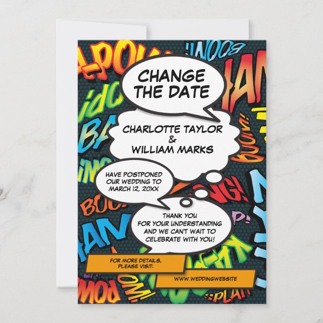 Save The Date Bande dessinée moderne de nouvelle date de mariage (Devant)