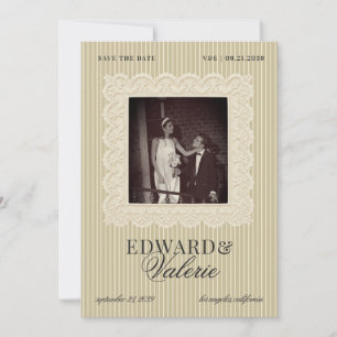Save The Date Bandes de dentelle vintage Old Money 2 Photo Maria