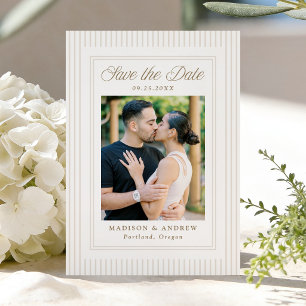 Save The Date Bandes Neutres Classiques Photo Mariage