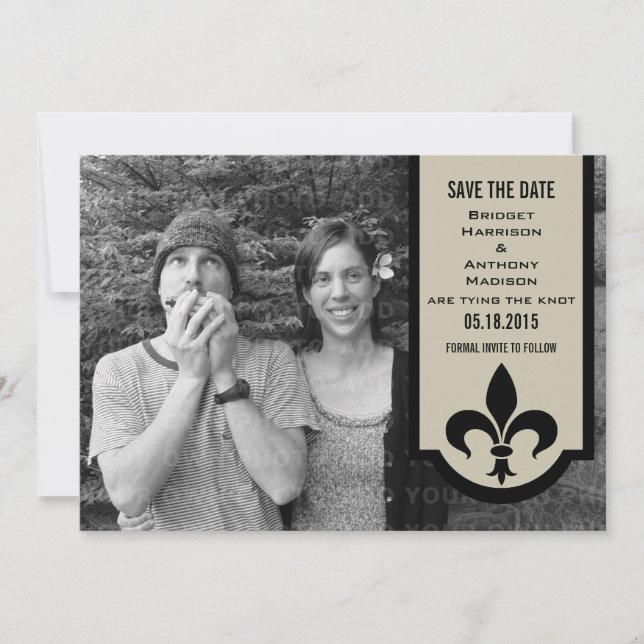 Save The Date Bannière beige Fleur De Lis Enregistrer la date In (Devant)