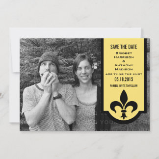 Save The Date Bannière Fleur De Lis Jaune Enregistrer la date In
