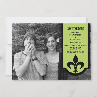 Save The Date Bannière Green Fleur De Lis Sauvez la date Invitat