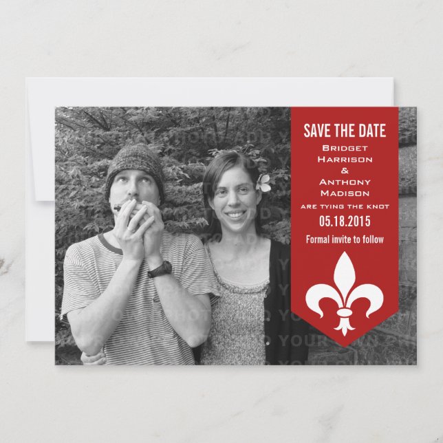 Save The Date Bannière rouge chic fleuris Enregistrer l'Invitati (Devant)