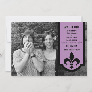 Save The Date Bannière Violet Fleur De Lis Enregistrer l'Invitat