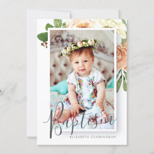 Save The Date Baptême Pour Son Aquarelle Florale Photo Personnal
