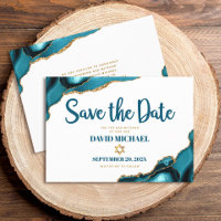 Bar Mitzvah Simple Moderne Turquoise Agate Script