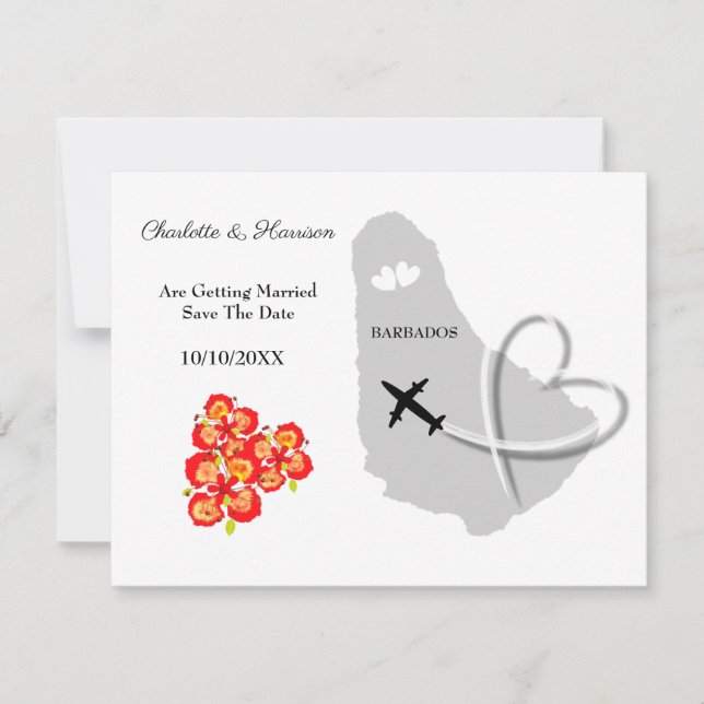 Save The Date Barbados Destination de Mariage à Sauvegarder la D (Devant)