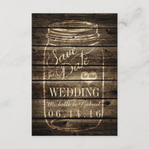 Save The Date Barne rustique Bois Mason Jar Enregistrer la date