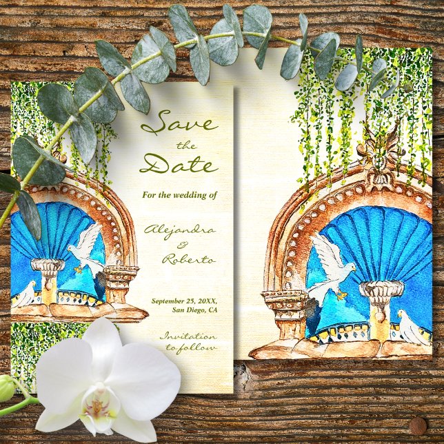 Save The Date Baroque bleu mariage mexicain Arch (Créateur téléchargé)