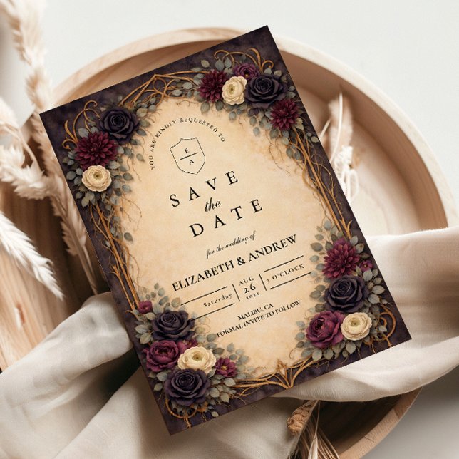 Save The Date Baroque Gothic Floral Wedding (Créateur téléchargé)