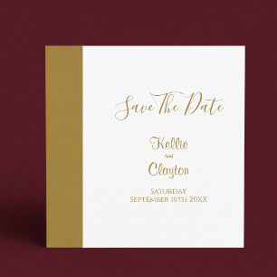 Save The Date Barre d'Or Moderne Ivoire Faire Part de Date