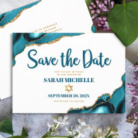Bat Mitzvah Moderne Turquoise Or Agate Script