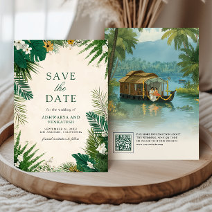 Save The Date Bateau-maison des Backwaters du Kerala Mariage Ind