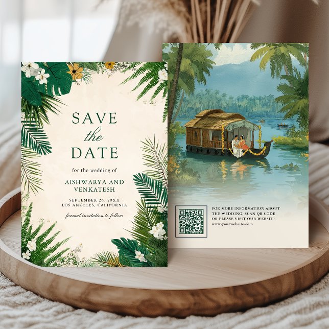 Save The Date Bateau-maison des Backwaters du Kerala Mariage Ind (Créateur téléchargé)