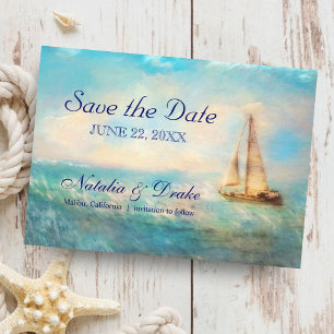 Save The Date Bateau marin   Mariage d'aquarelle marine