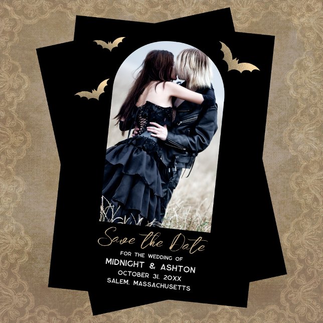 Save The Date Bats Photo Halloween Mariage Enregistrer La Date (Créateur téléchargé)