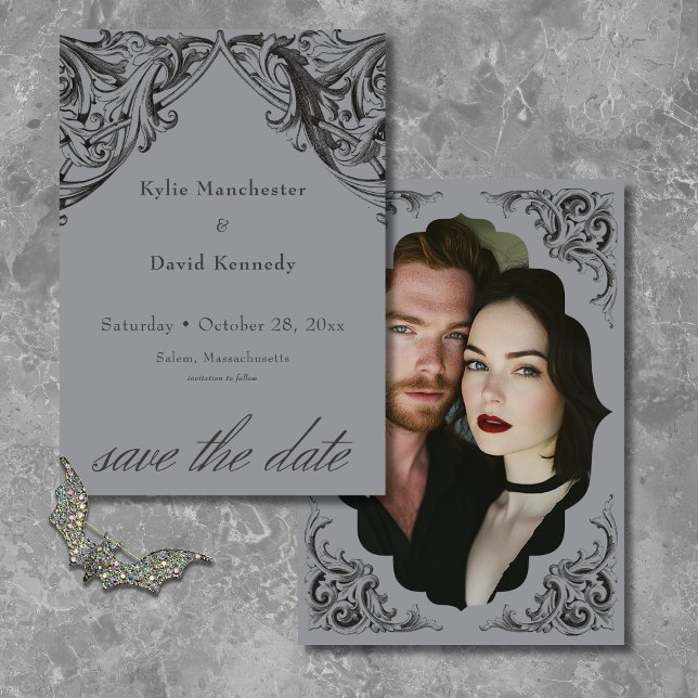 Save The Date Batte victorienne jusqu'à la mort Mariage noir et  (Créateur téléchargé)