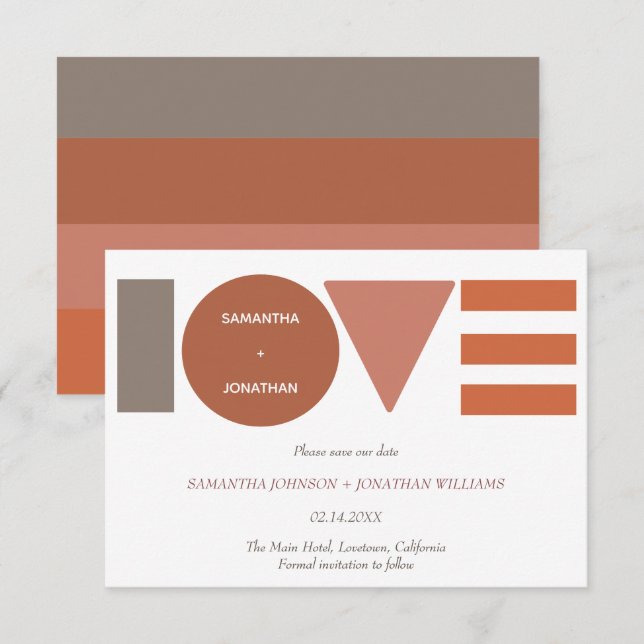 Save The Date Bauhaus Love Stried Mariage (Devant / Derrière)