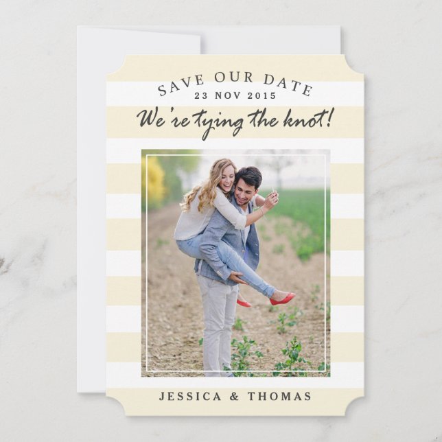 Save The Date Bbeige et blanc moderne | Photo Enregistrer La Dat (Devant)