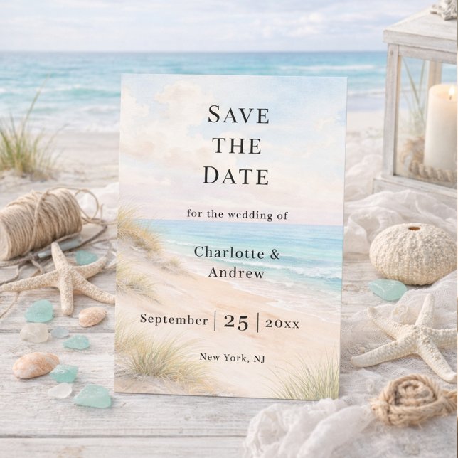 Save The Date Beach coastal modern wedding (Créateur téléchargé)