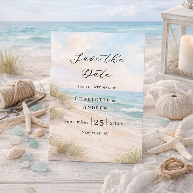 Save The Date Beach coastal modern wedding (Créateur téléchargé)