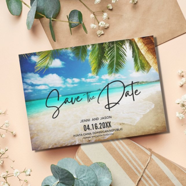 Save The Date Beach Destination Mariage Photo Enregistrer La Dat (Créateur téléchargé)