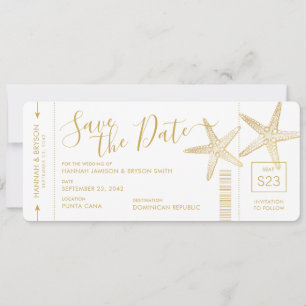 Save The Date Beach Destination Mariage Starfish Boarding Pass
