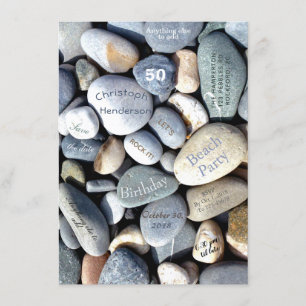 Save The Date Beach Party Rustic Pebbles élégant 50e anniversair