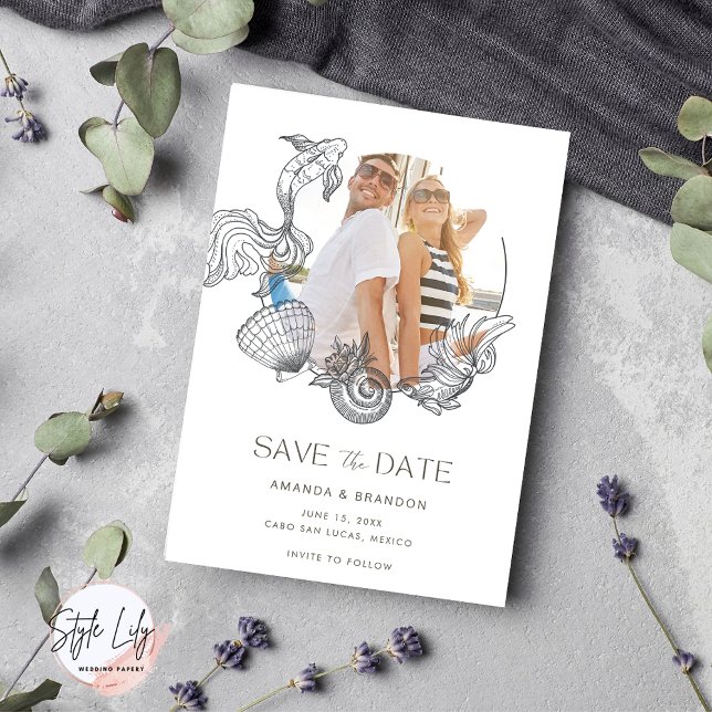 Save The Date Beach Photo Mariage d'été Enregistrer la date (Créateur téléchargé)